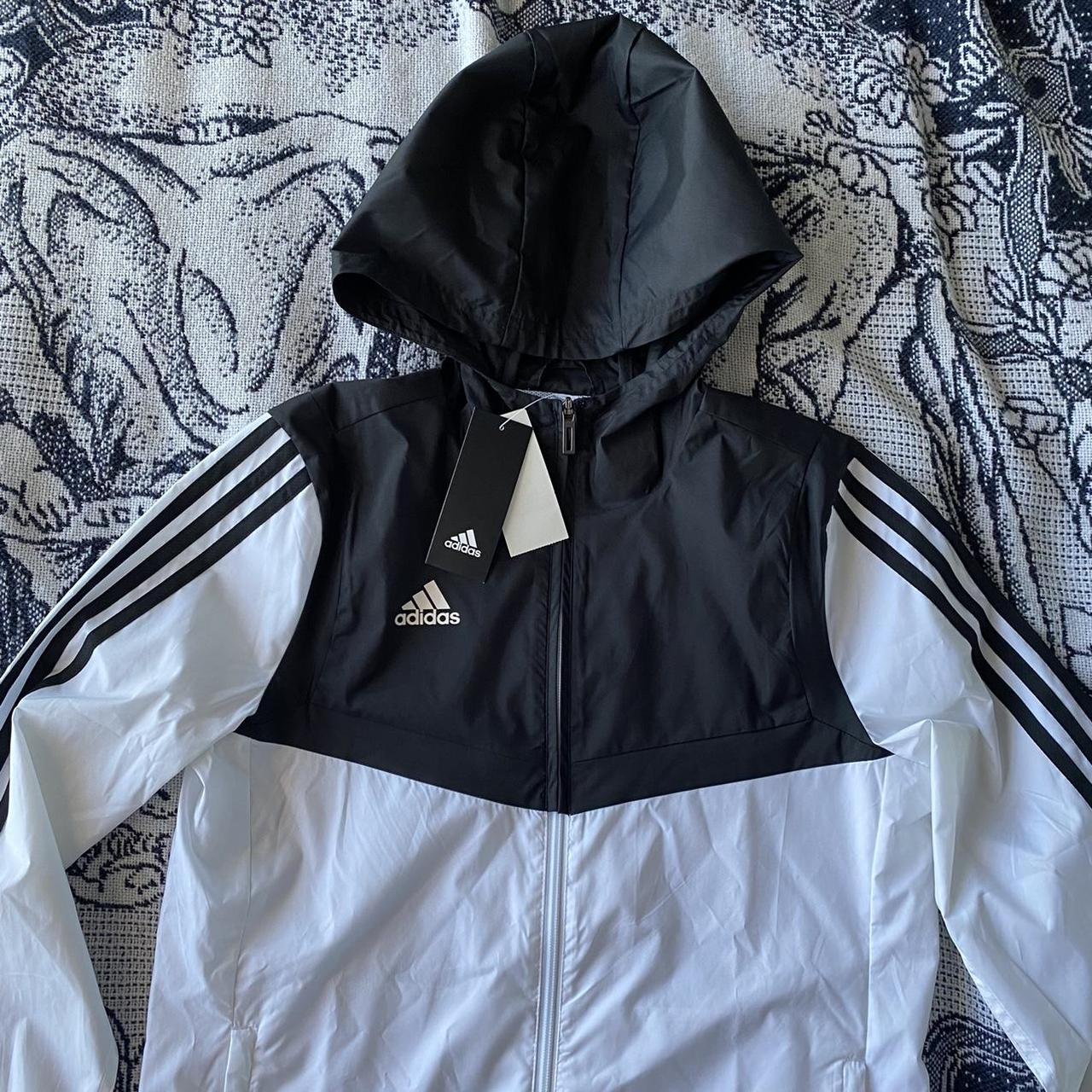 Adidas Women's White and Black Hoodie | Depop