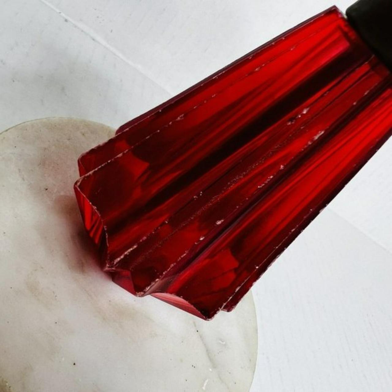 Vintage Candle Holder Brass Red Lucite Candlestick... Depop