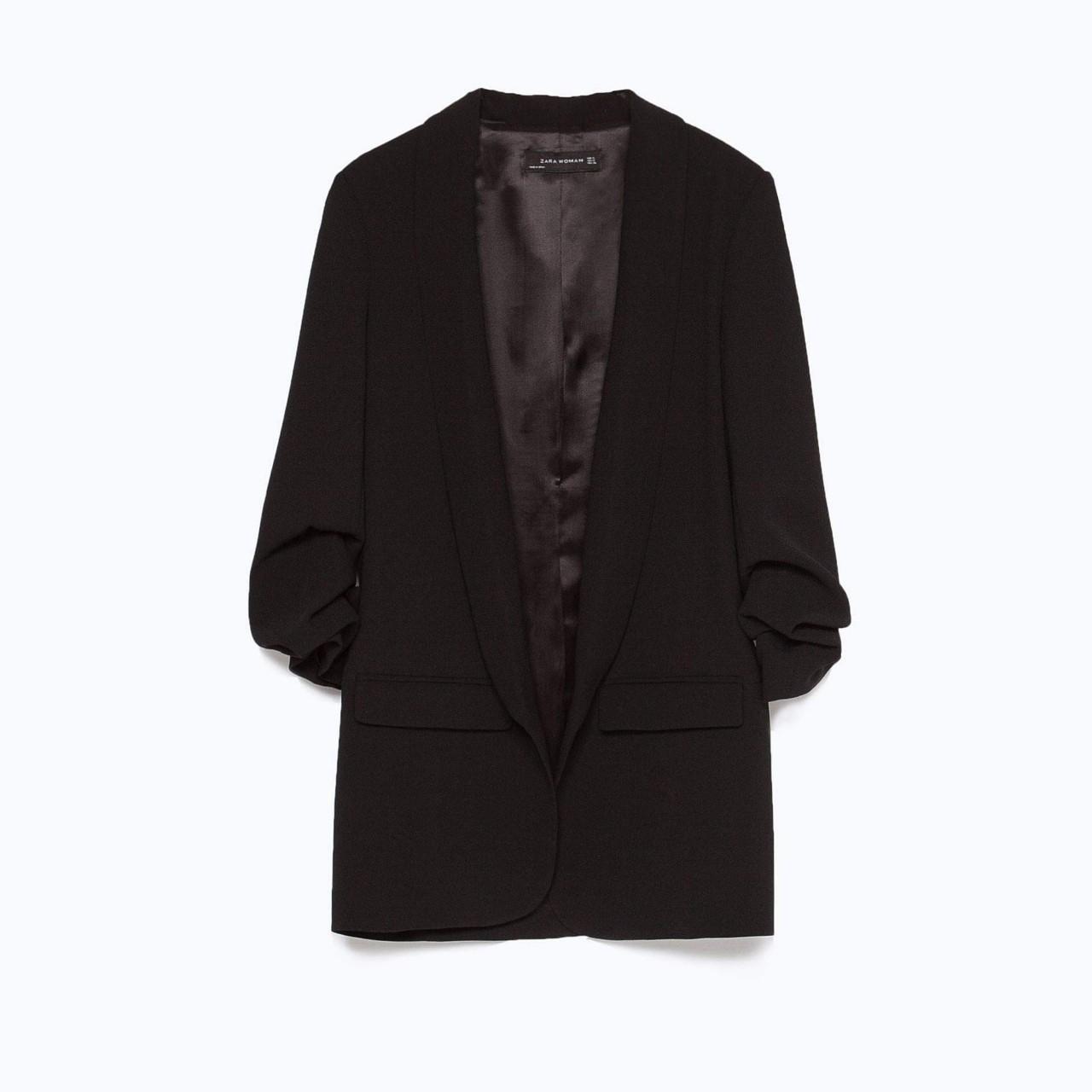 Zara black Crepe Blazer 3/4 Size L