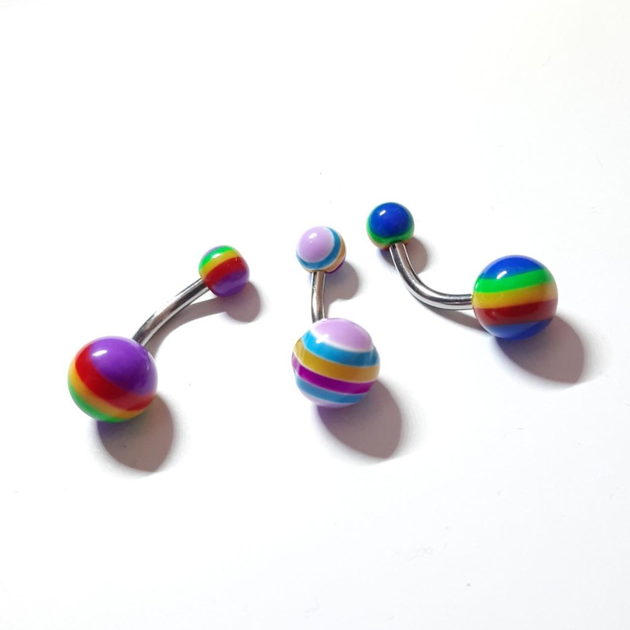 BELLY BAR RAINBOW • Surgical steel bars •... Depop