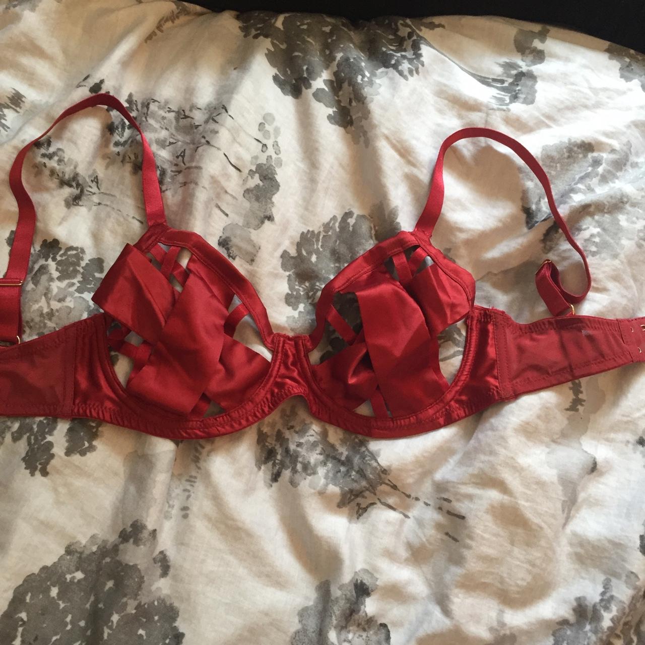 Thrift store on Instagram: Blood red bra set 32B 2400