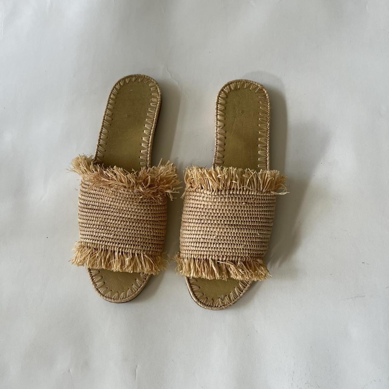Raffia sandals Bought in Morocco Natural raffia... - Depop