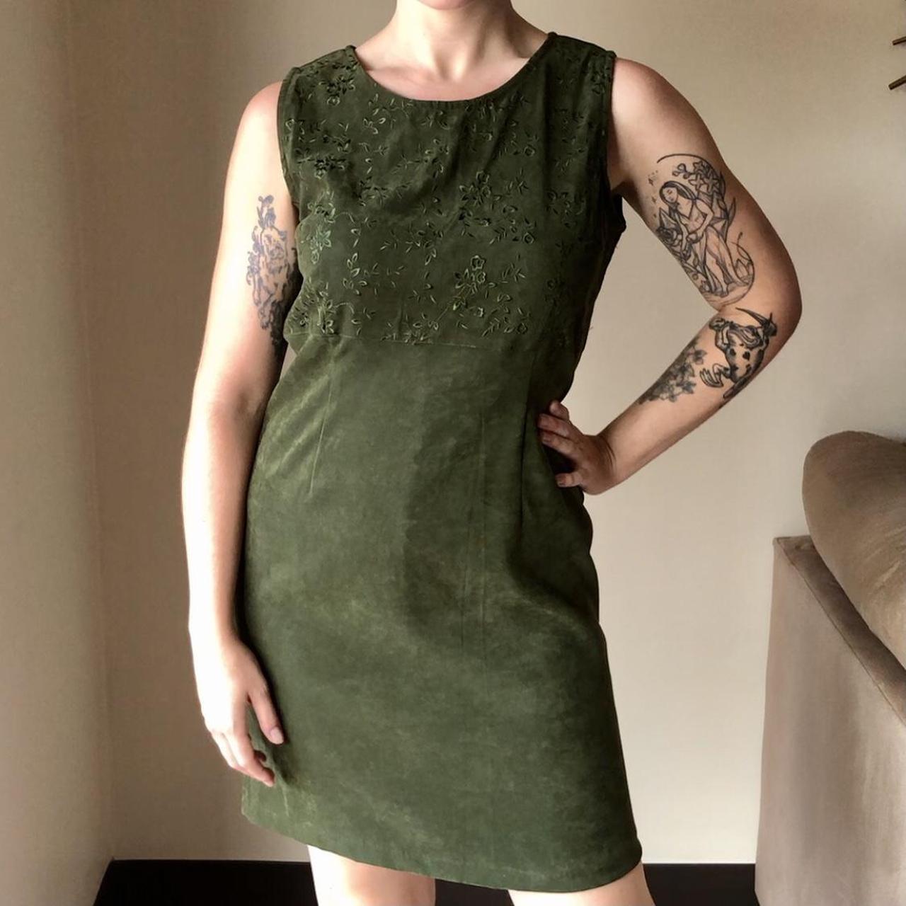 forest green shift dress