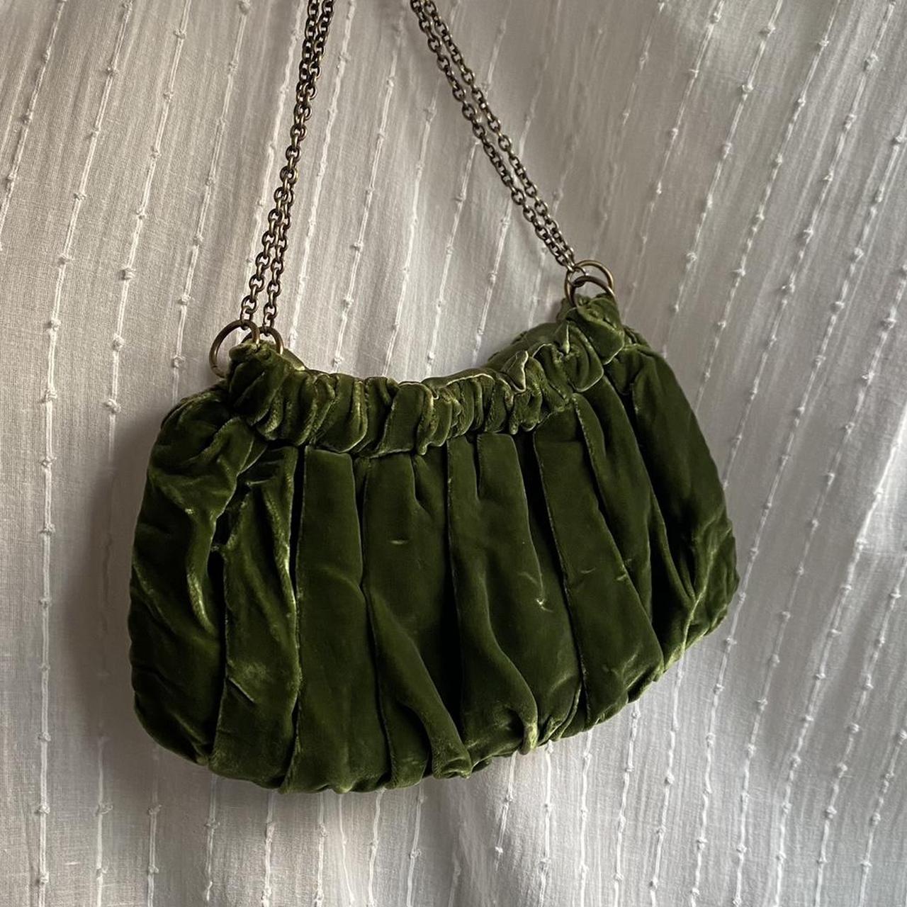 green velvet bag with muted gold... Depop