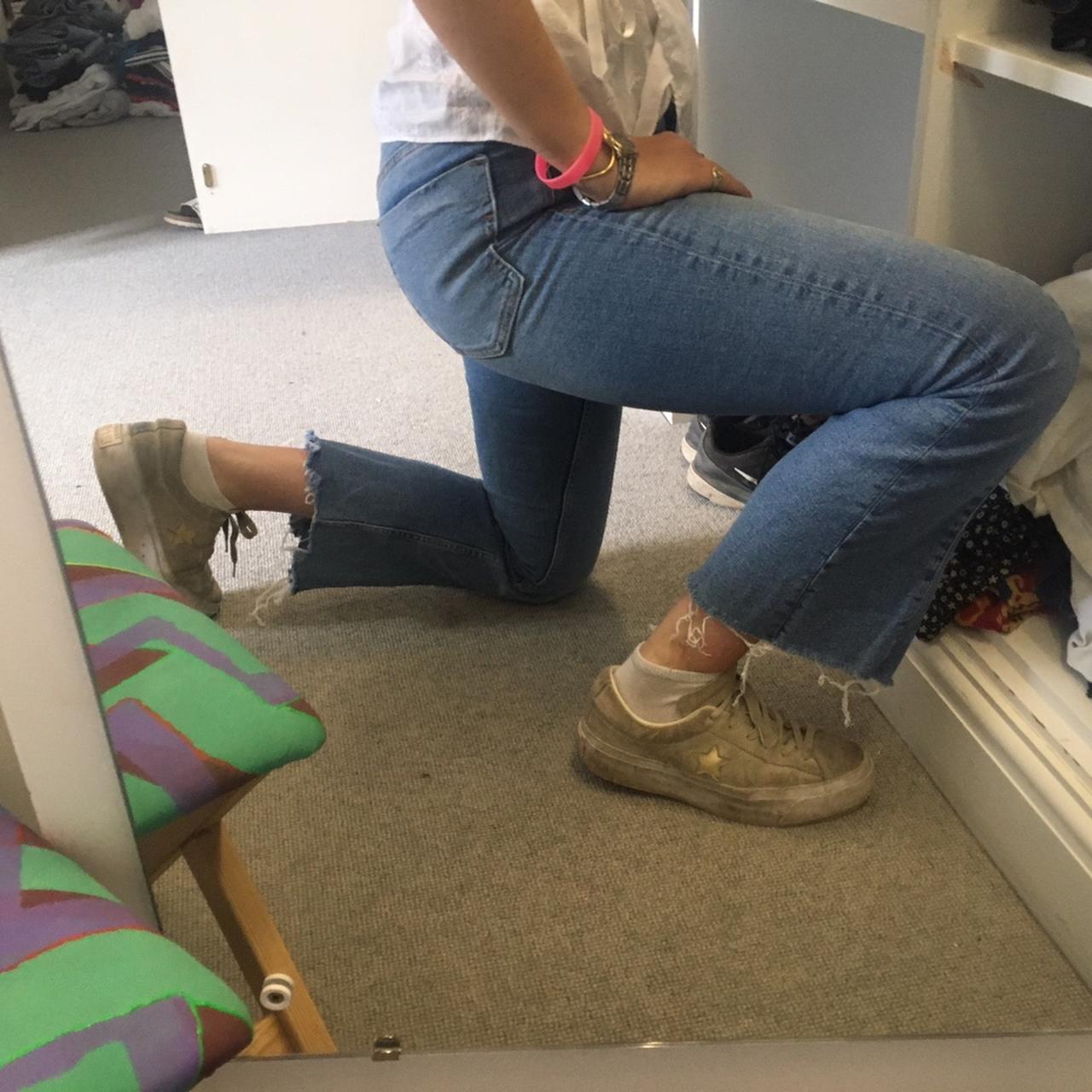 Zara kick flare crop jeans mid rise with