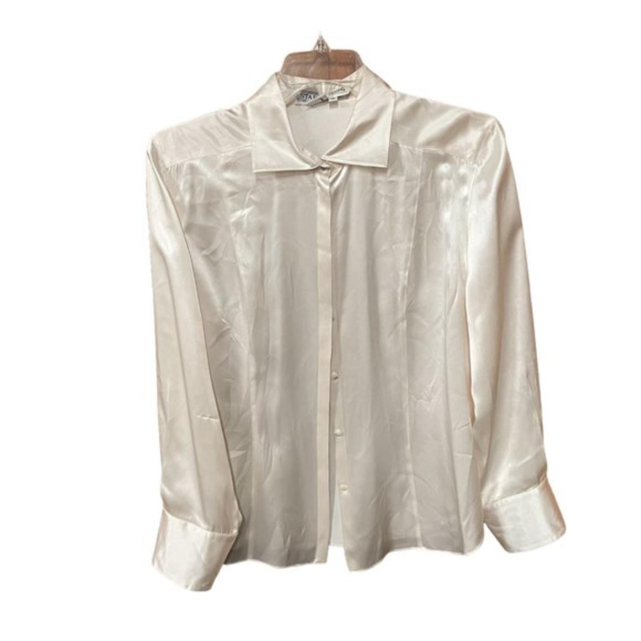 Vintage Starington Satin 100% Silk Blouse Size 16... - Depop