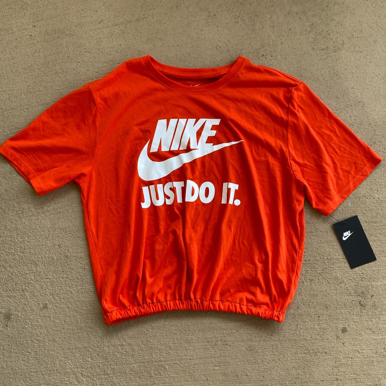 Nwt Orange Nike Crop Cinched Shirt Classic Nike Logo Depop 9117