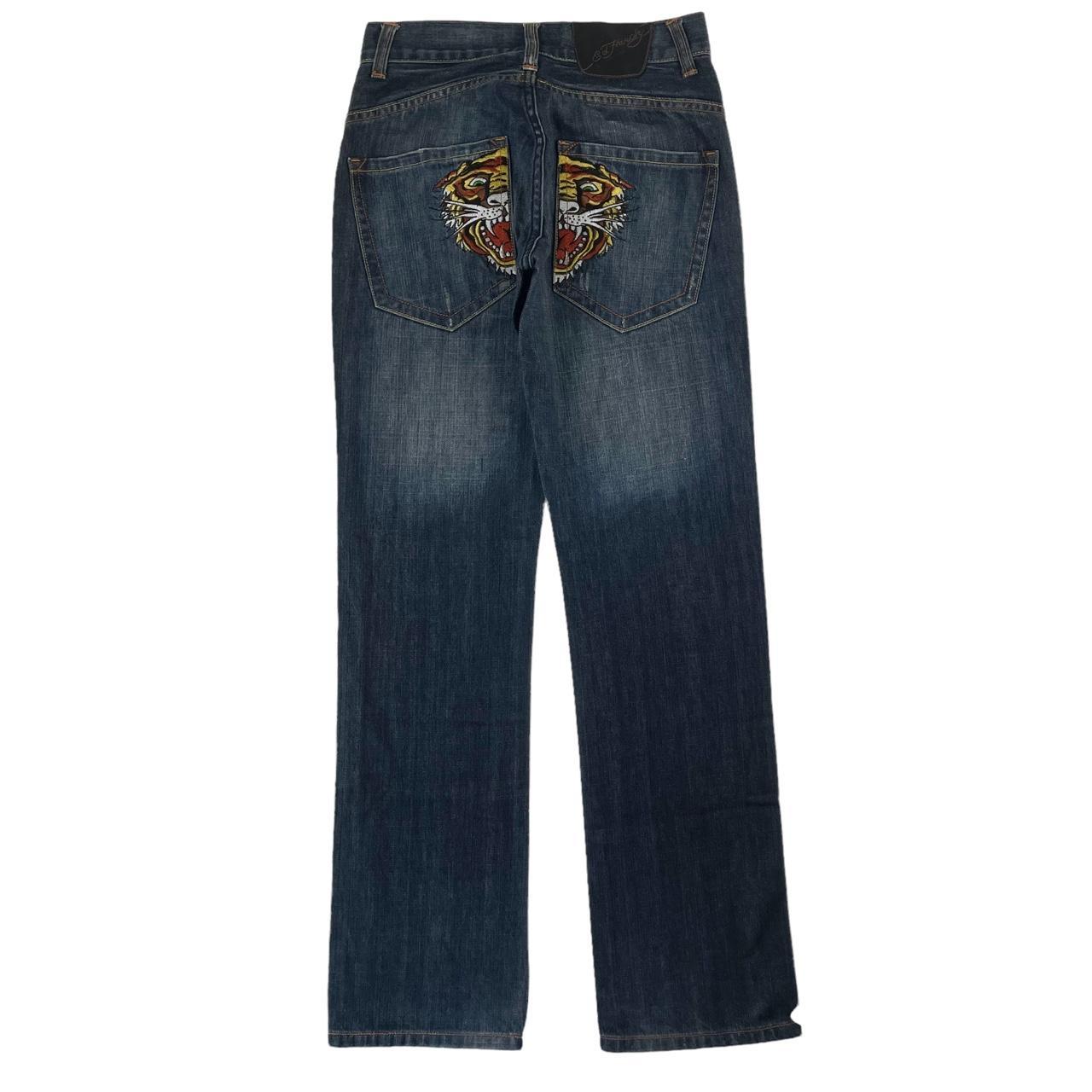 Vintage Ed Hardy tiger head denim jeans trousers... - Depop