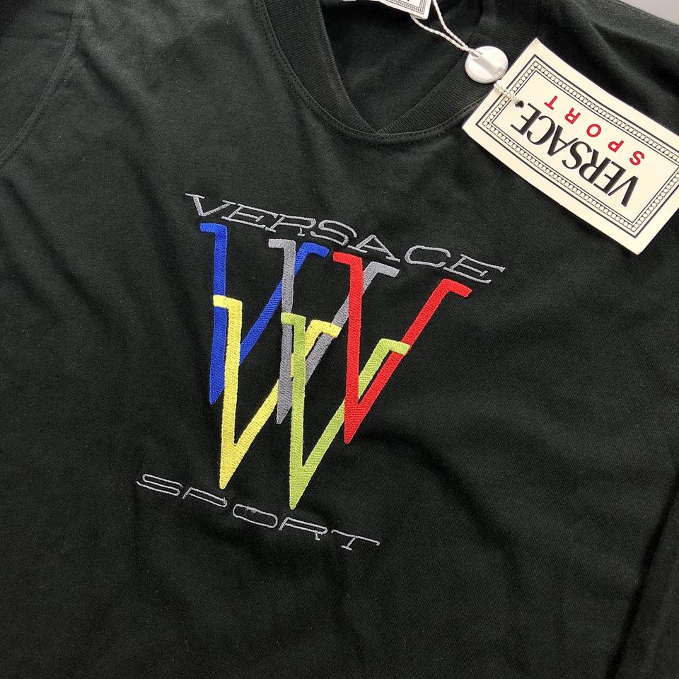 Vintage Versace Sport Racing Team T-Shirt Big Logo Luxury Y2K Men Size S  Beige
