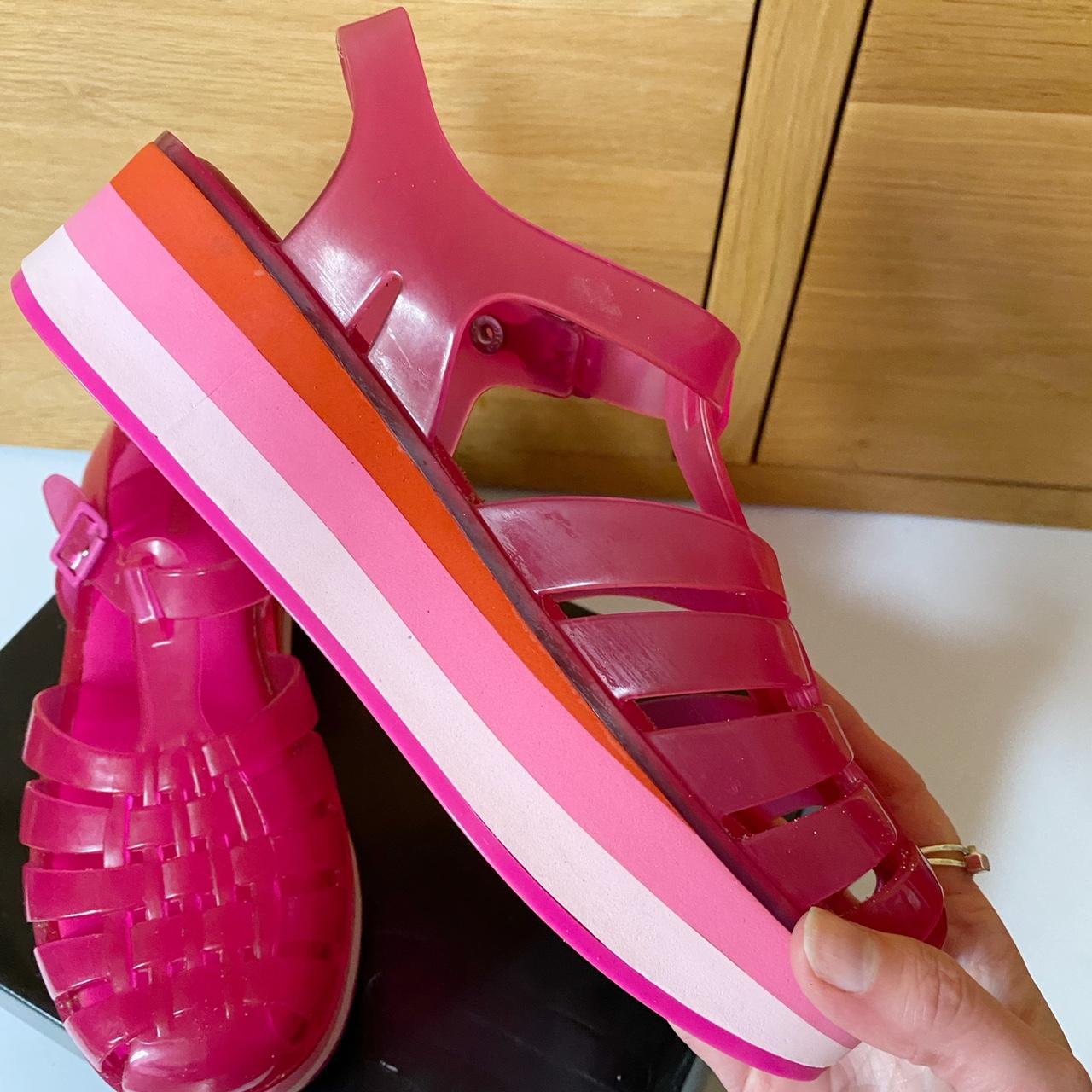 Melissa platform pink jelly shoes, size 5, worn... Depop