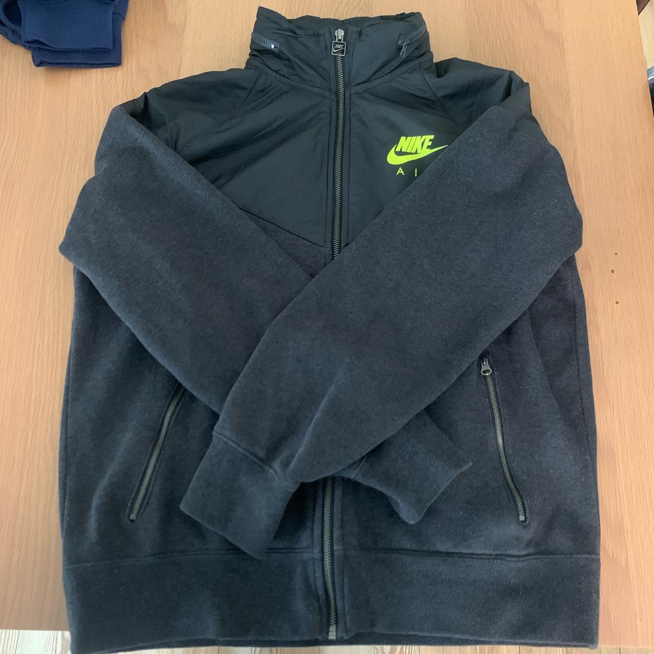 Dark grey nike zip up jacket with waterproof hood... Depop