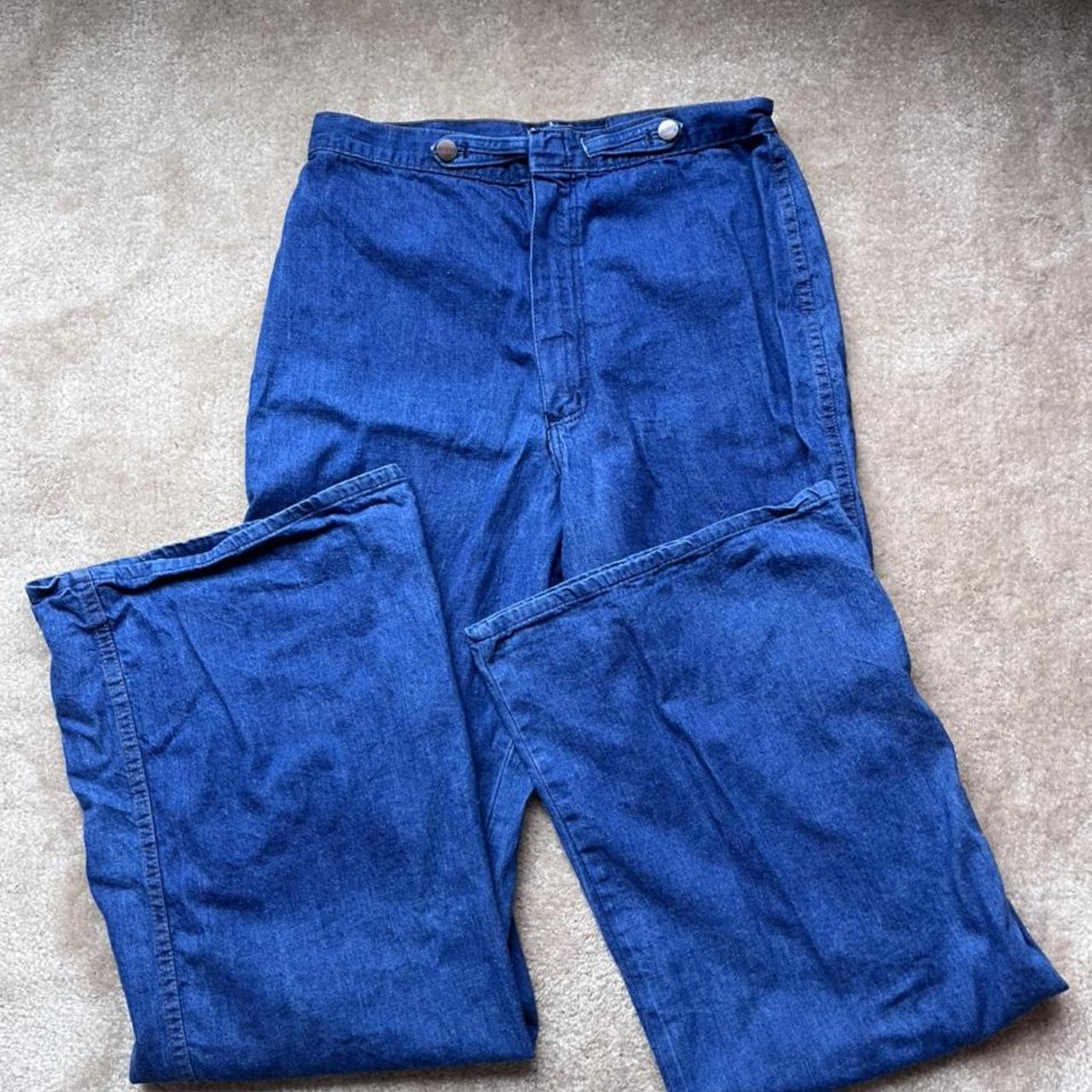 Vintage Maverick denim wide leg bell bottoms.... - Depop