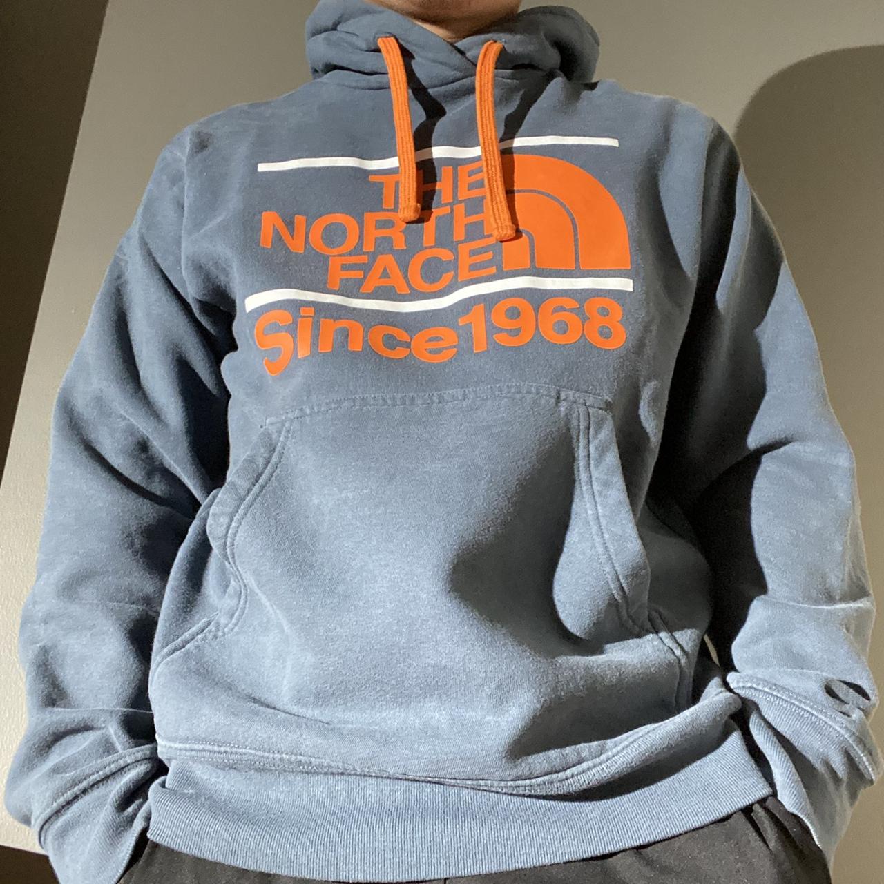 grey orange north face hoodie size