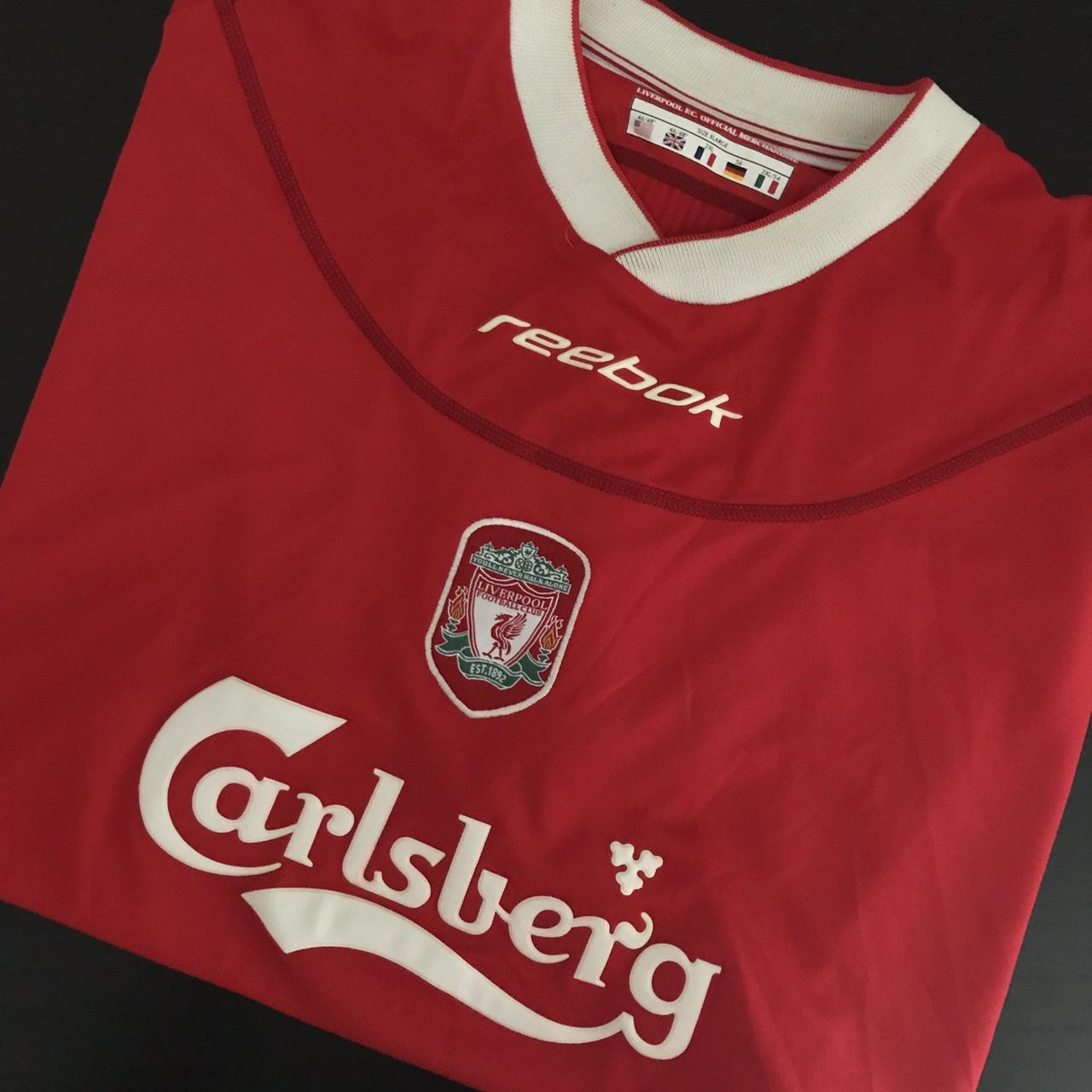 Liverpool Home football shirt 2002 - 2004. Sponsored by Carlsberg