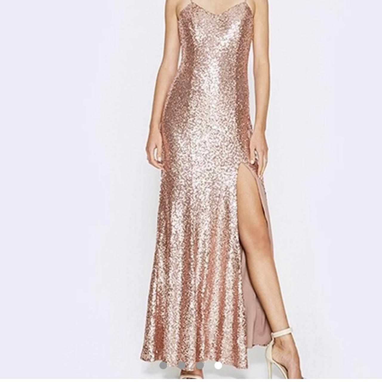 Fame and Partners rose gold prom dress - brought... - Depop