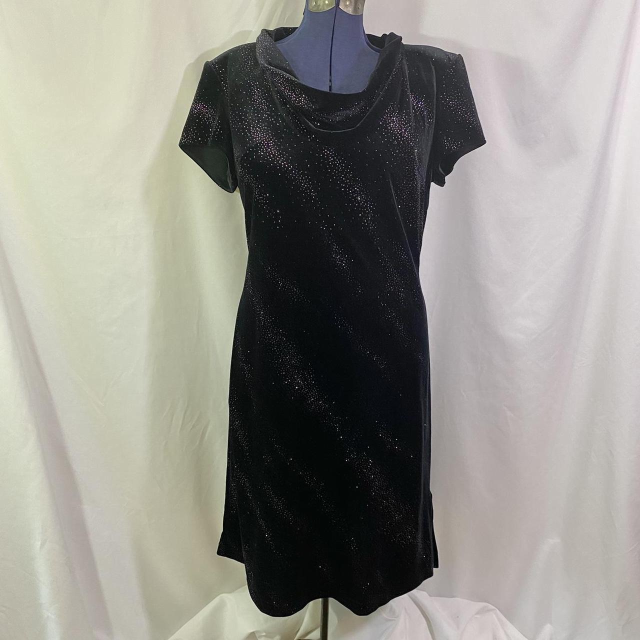 90’s SL Fashions black velour dress with... - Depop