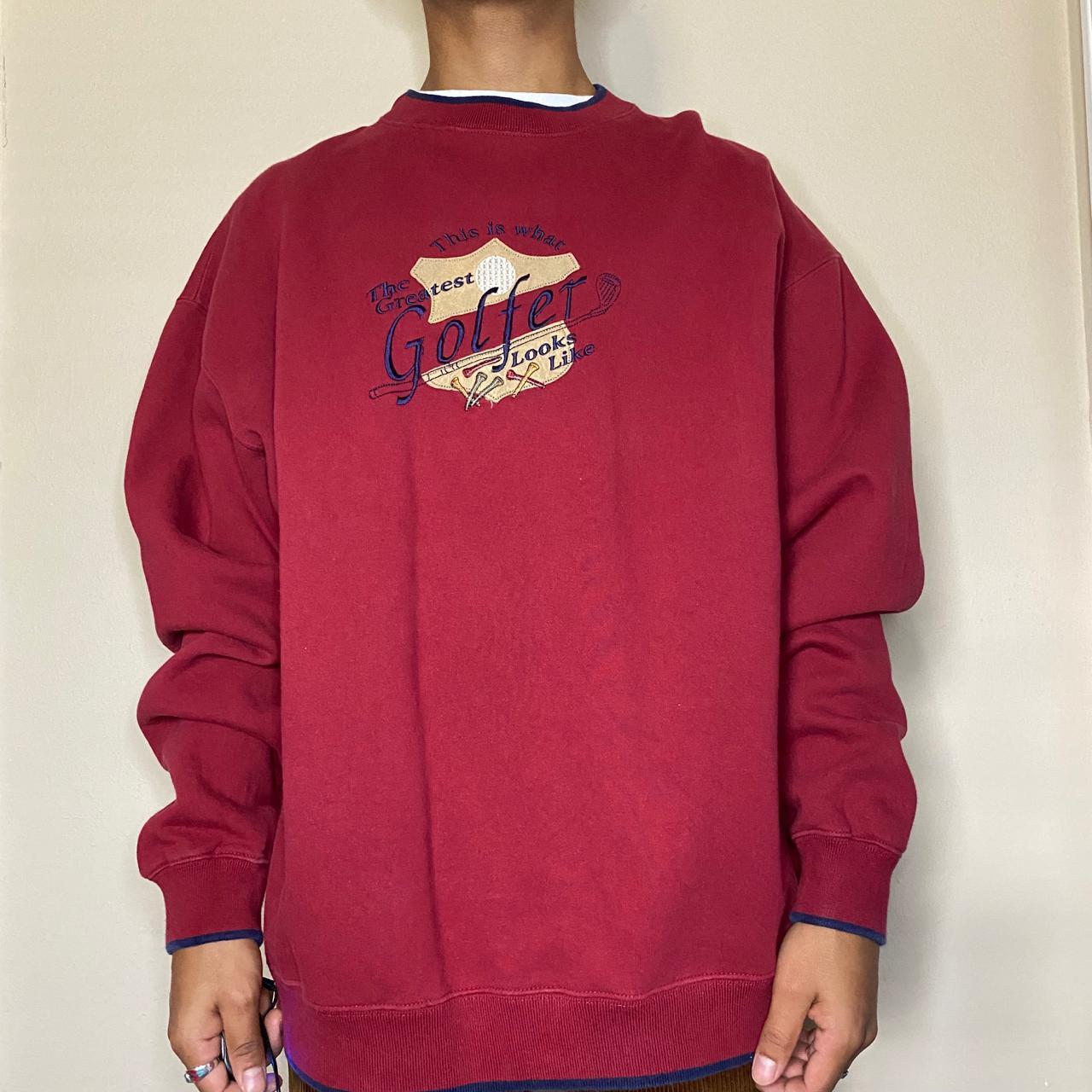 Men's Burgundy And Tan Sweatshirt 