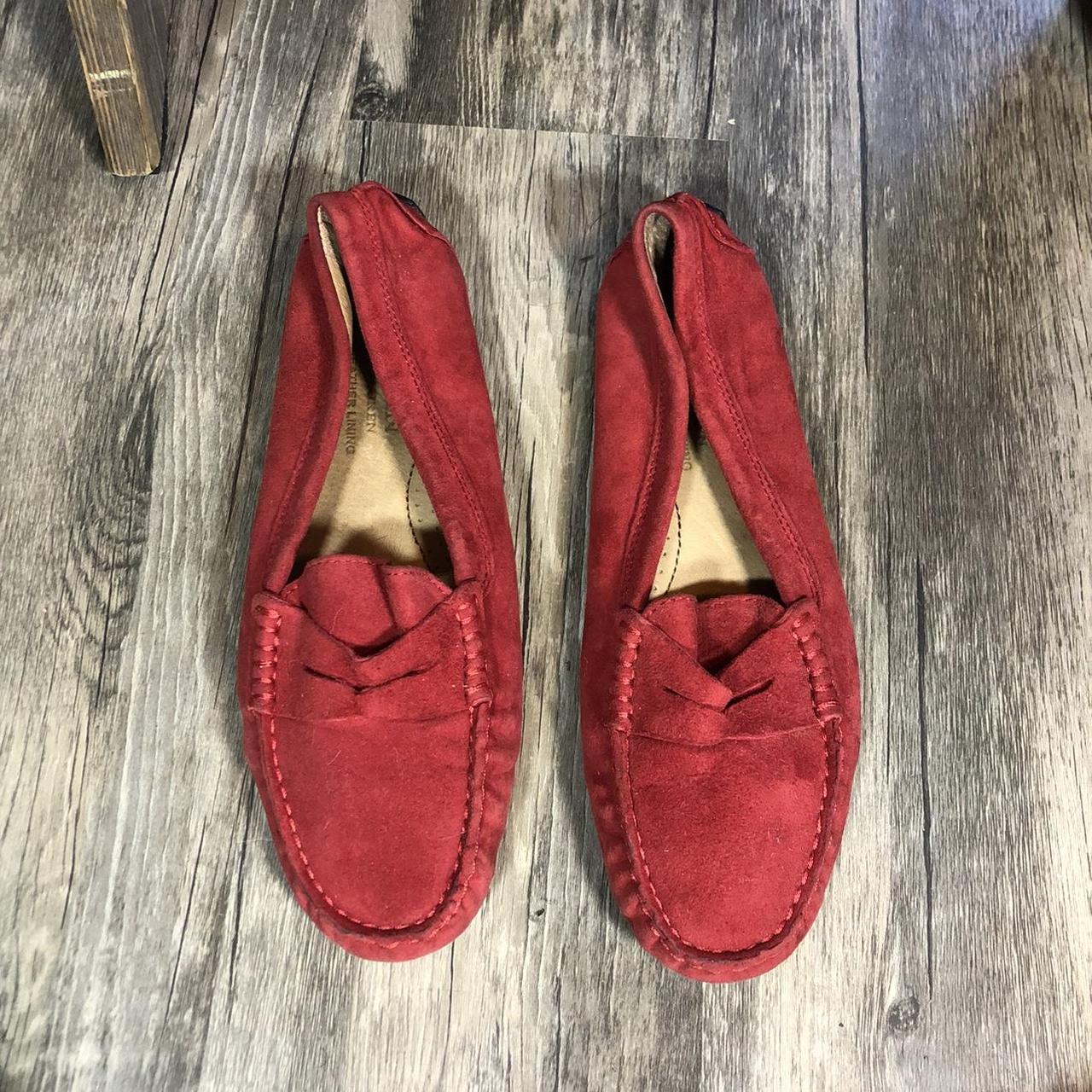 Bright red suede loafer by Lauren Ralph Lauren.... - Depop