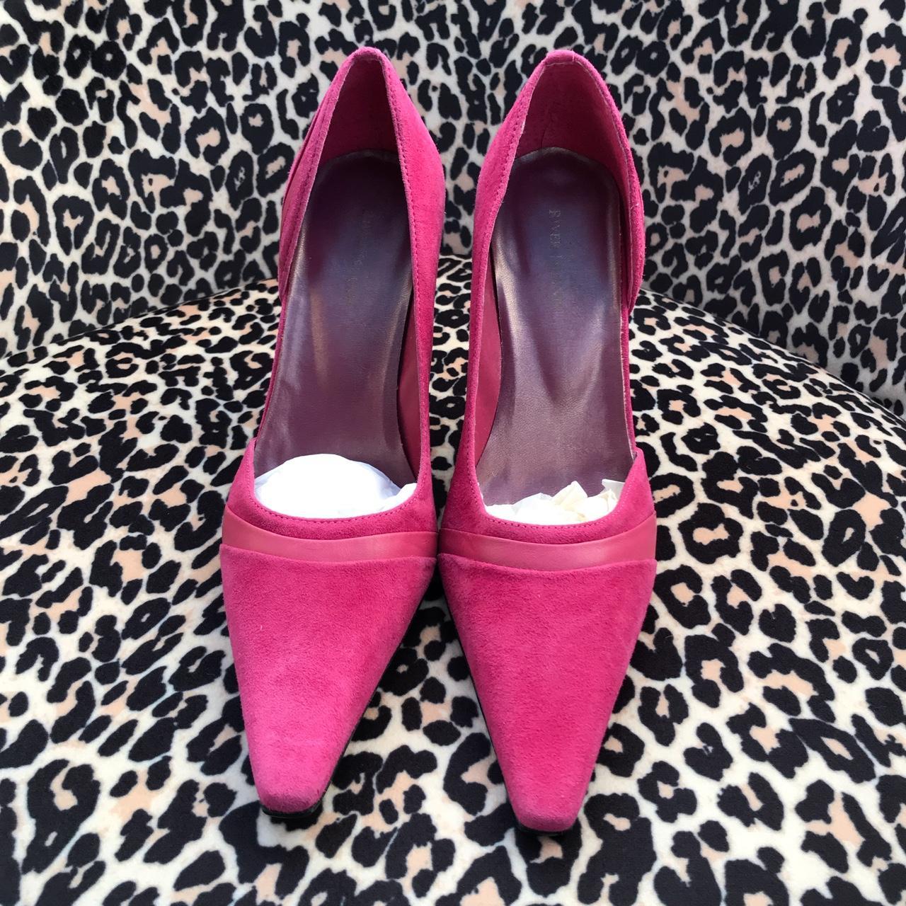 Pink Suede shoes with high stiletto heels Made in... - Depop