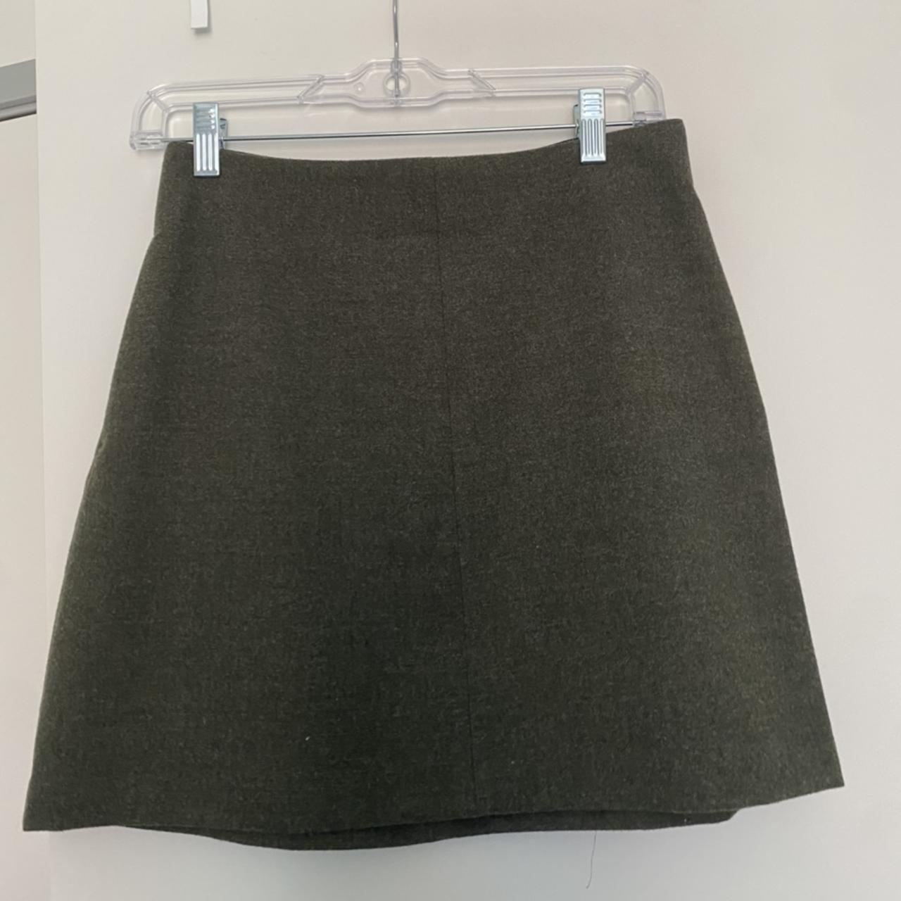 Green/grey aritzia (wilfred) wool a-line skirt (has... - Depop