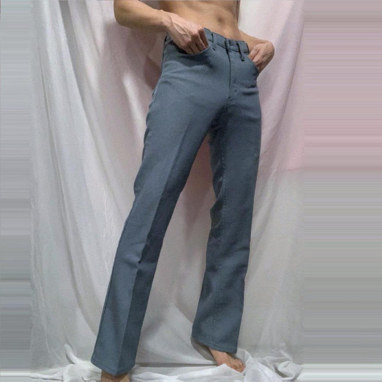 Vintage Levi's Mens Beige Dacron Polyester W 42 L 34 Creased Pants