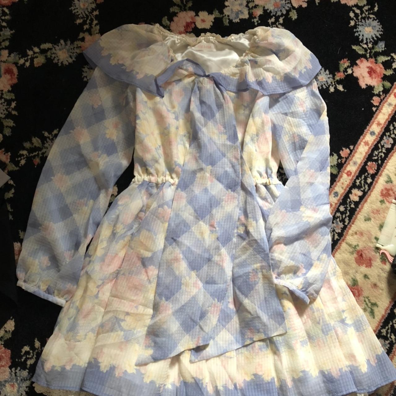 Brand: Liz Lisa Light blue floral long sleeve OP.... - Depop