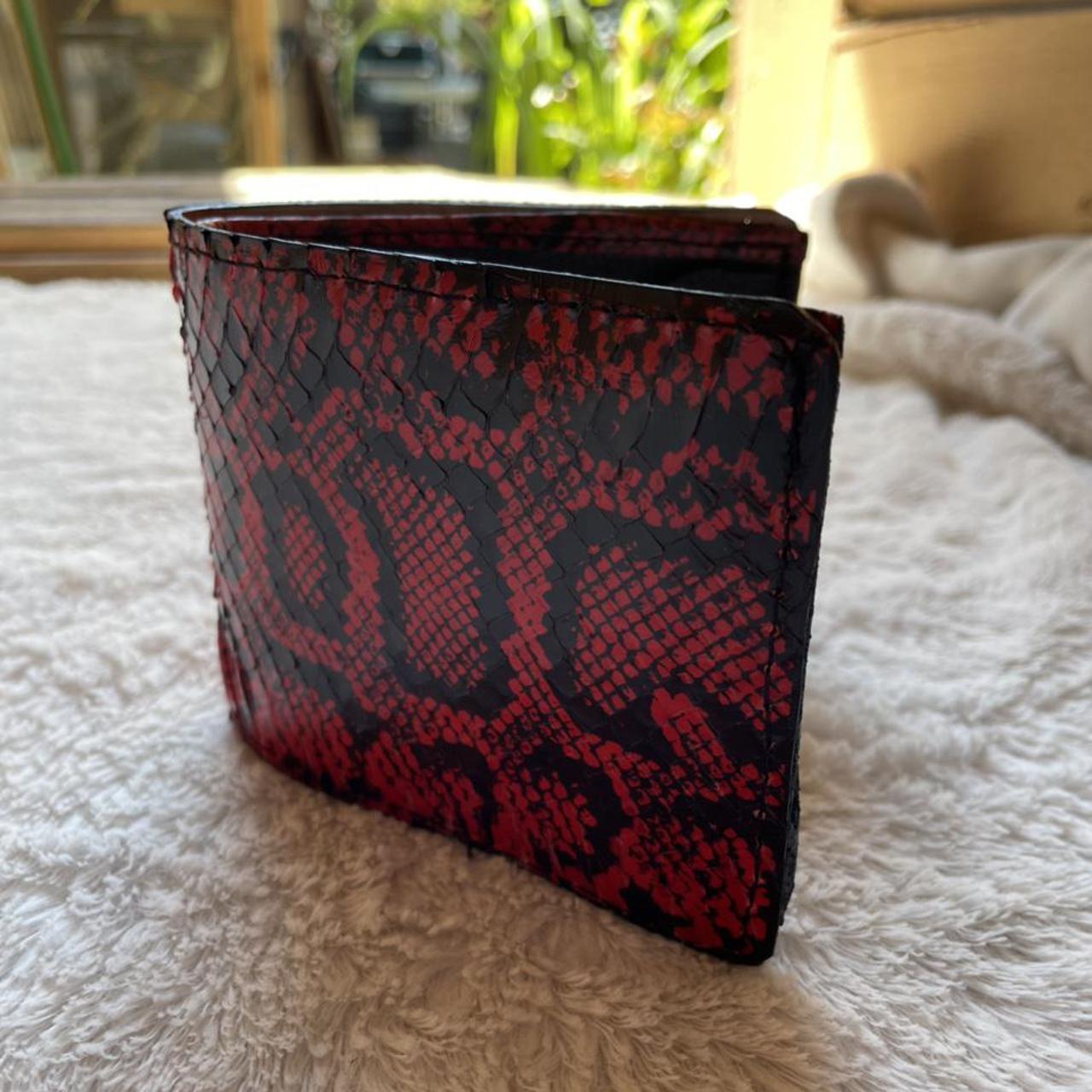 Red Vintage Leather Snake Print Wallet Handmade 6... - Depop