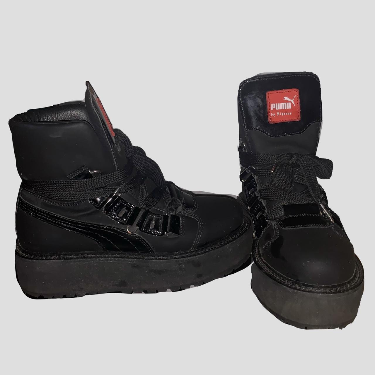 【未使用】THE BLACK LABEL PUMA/Fenty Rihanna FENTY-PUMA by Rihanna Black Creeper-Crinkled Patent Leather