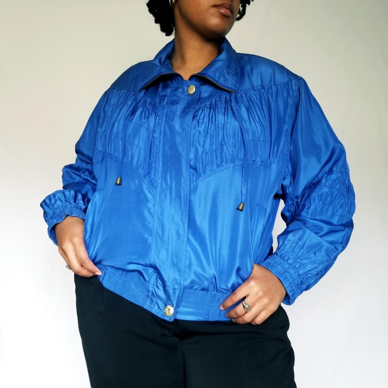 blue silk jacket women's