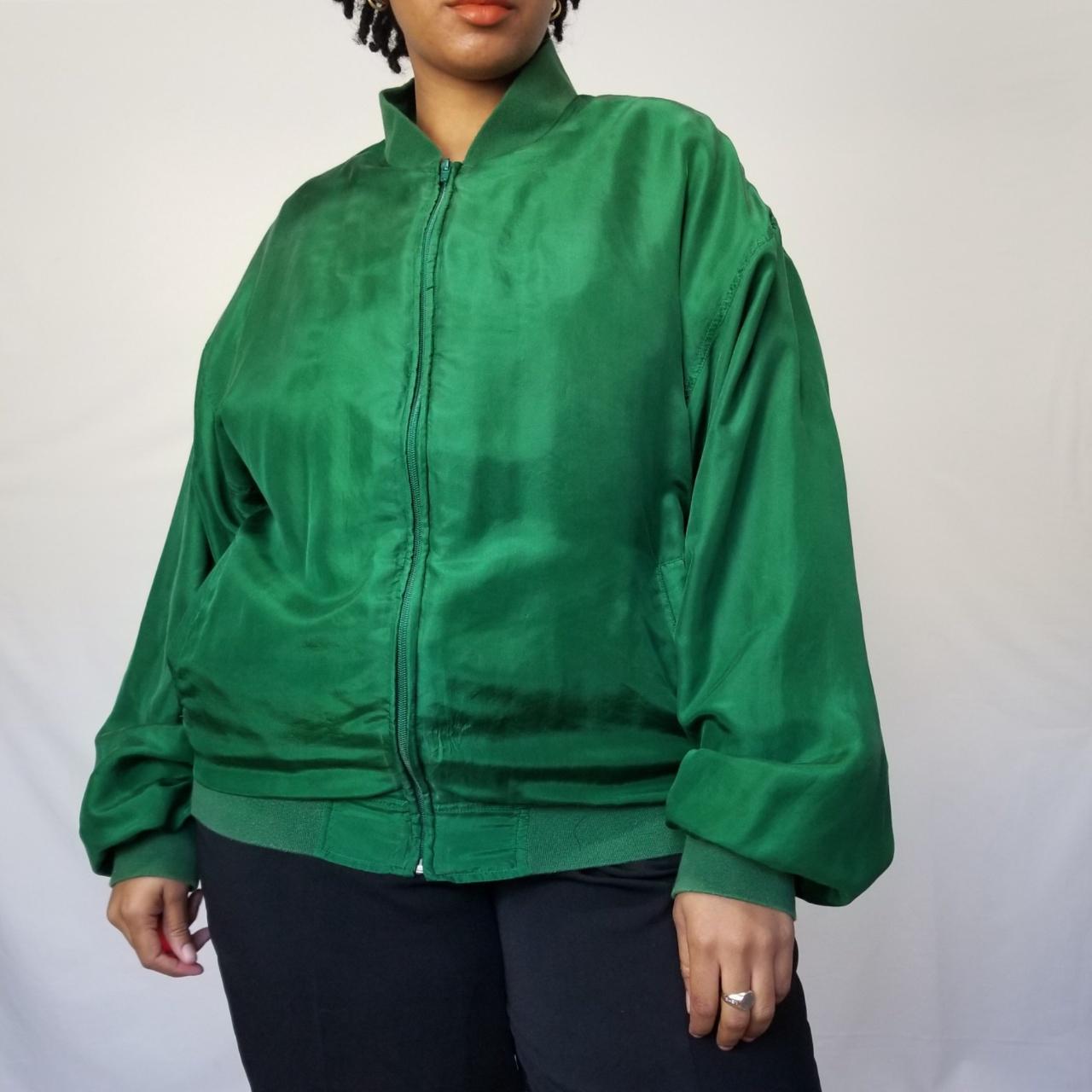 Vintage 90's Silk Green Jacket ___size___ Men's... Depop