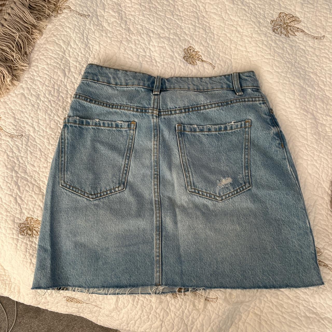 Zara mini denim skirt Distressed front size... - Depop