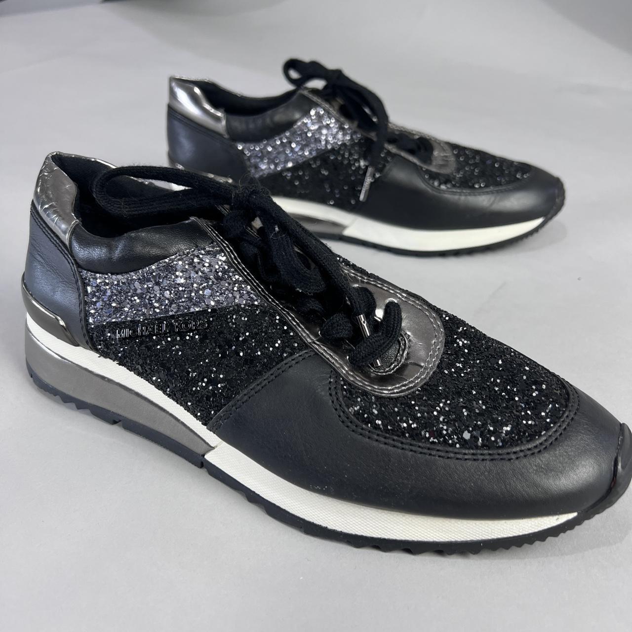 MICHAEL Michael Kors Women's Black and Silver Trainers | Depop