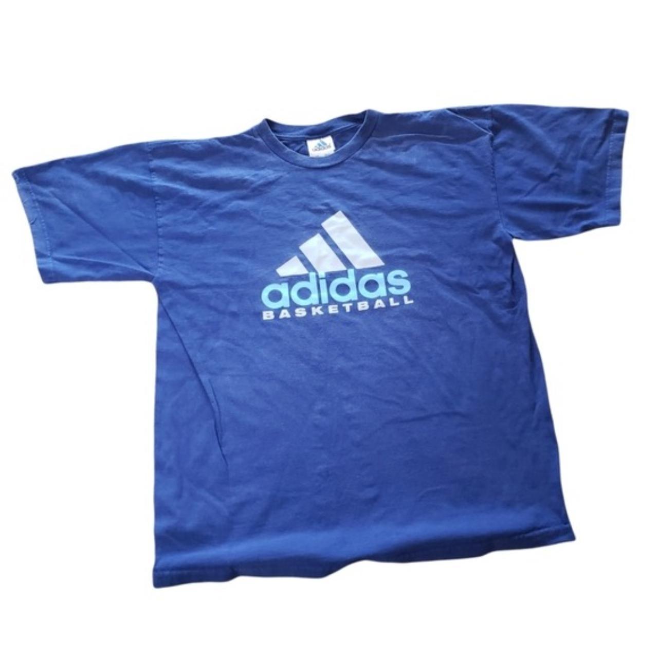 Blue Adidas Basketball Shirt XL Short Sleeve... - Depop