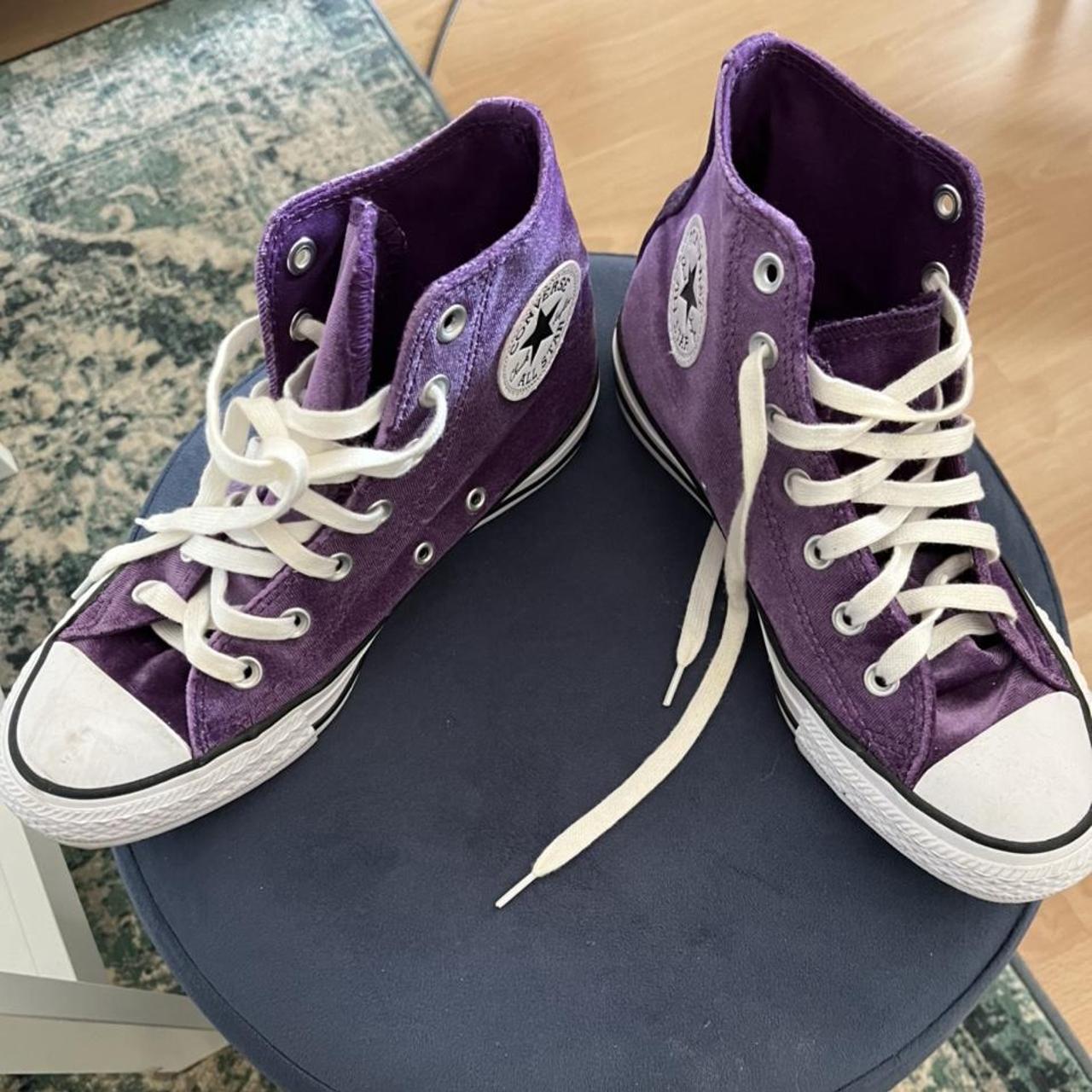 Purple velvet fashion converse