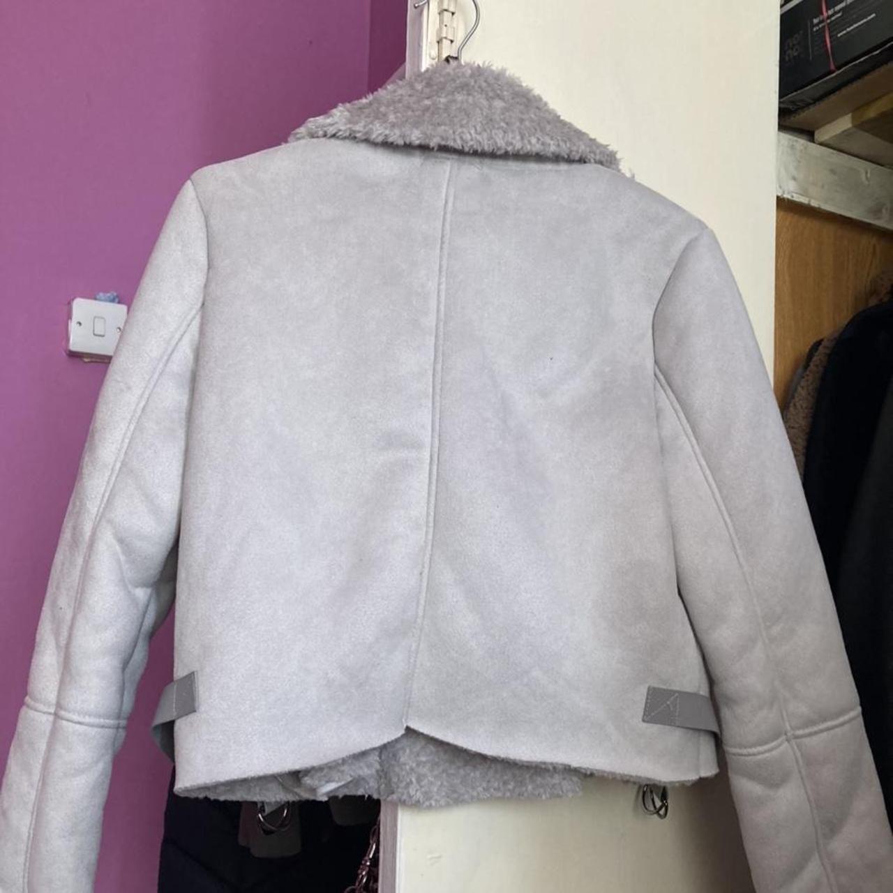 Aviator Grey Shearling Ladies Jacket size... Depop