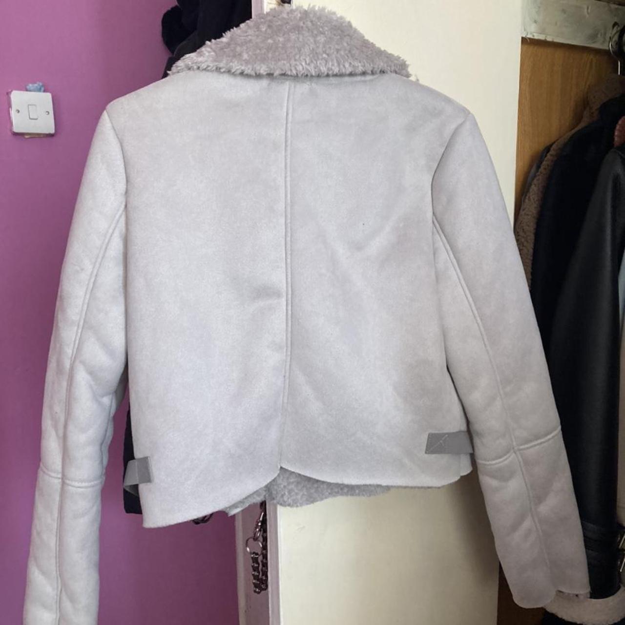Aviator Grey Shearling Ladies Jacket size... Depop