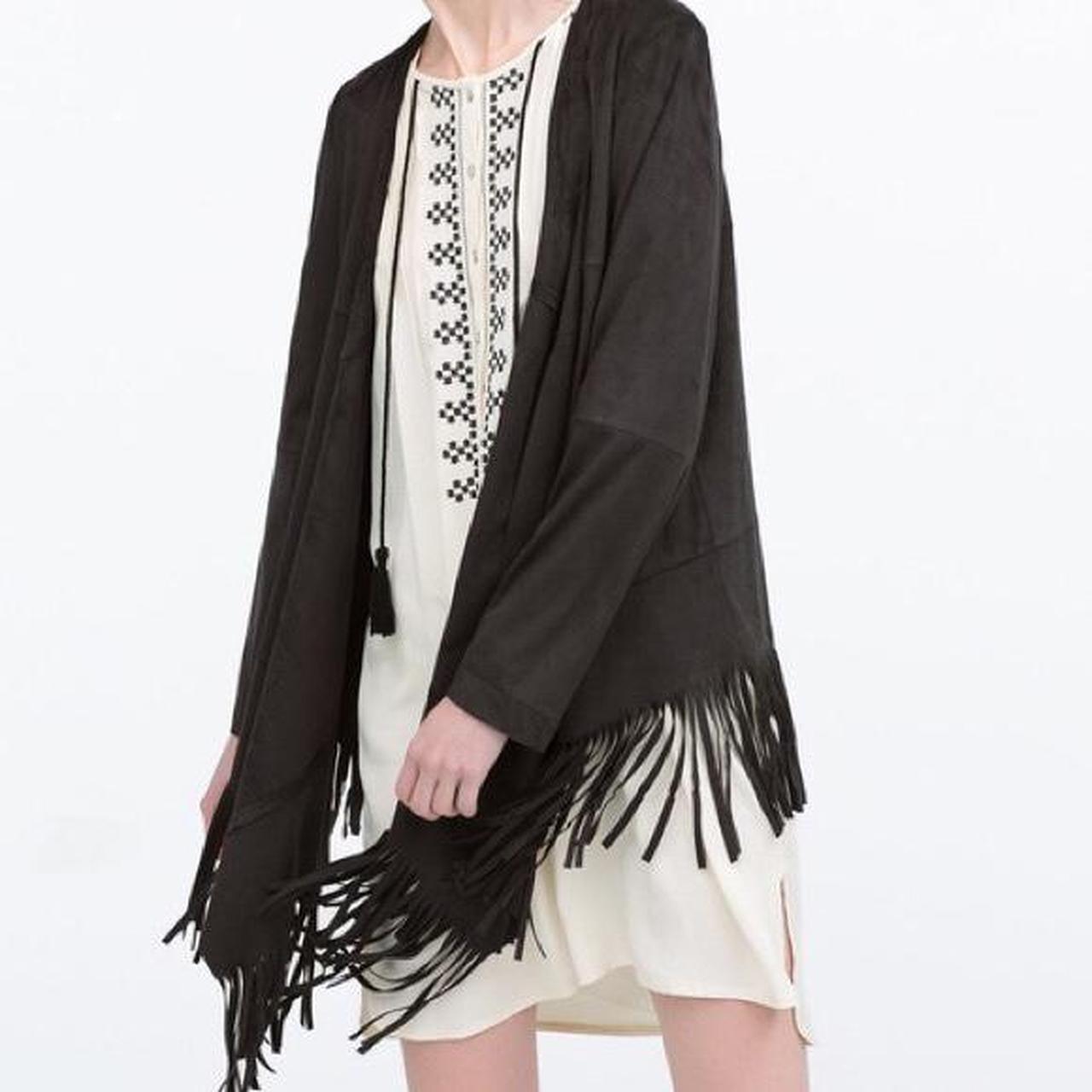 zara faux suede fringe jacket