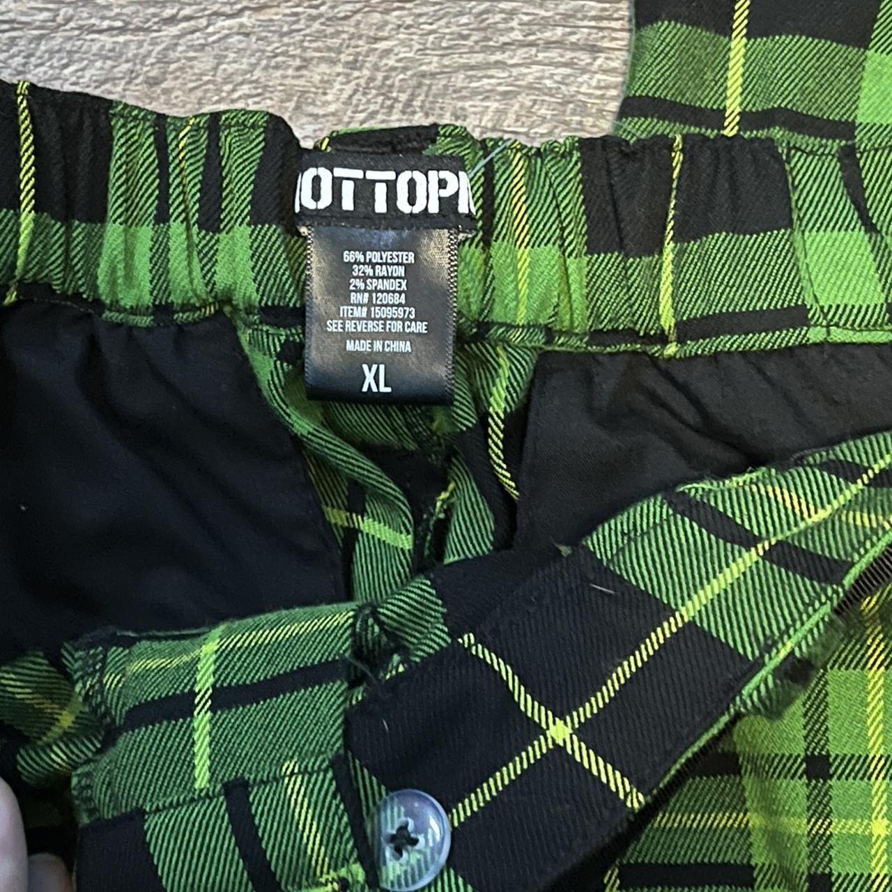 Hot topic brand neon green and black plaid pants... - Depop