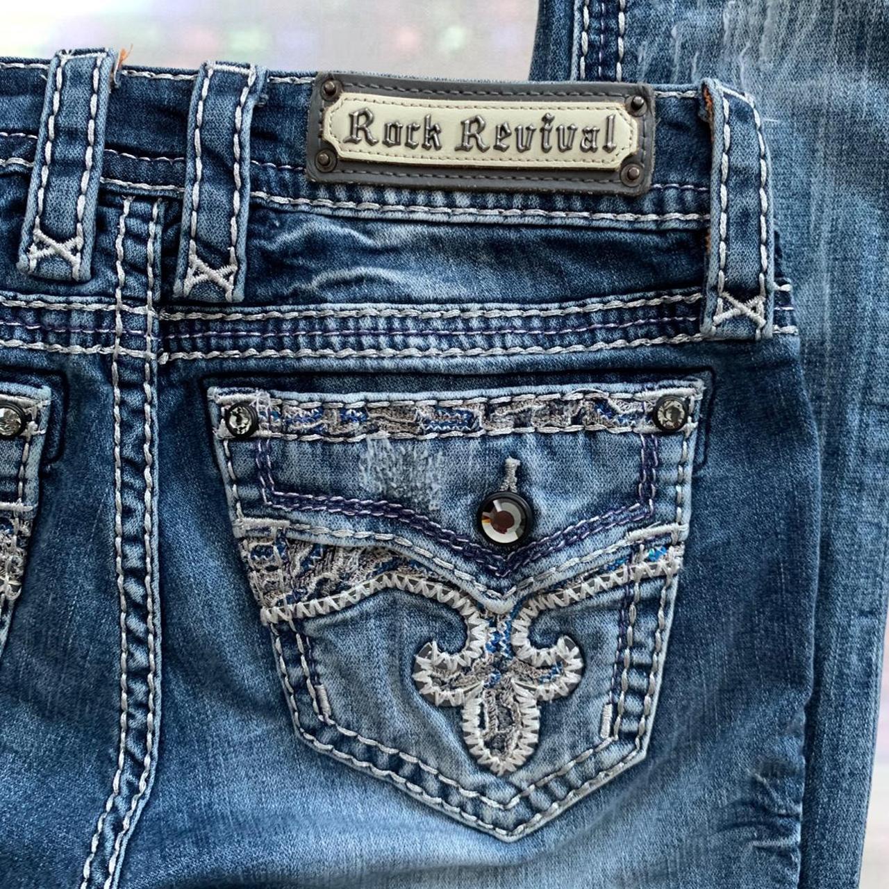 2000s ROCK REVIVAL Jeans Embellished Low-rise Skinny... - Depop