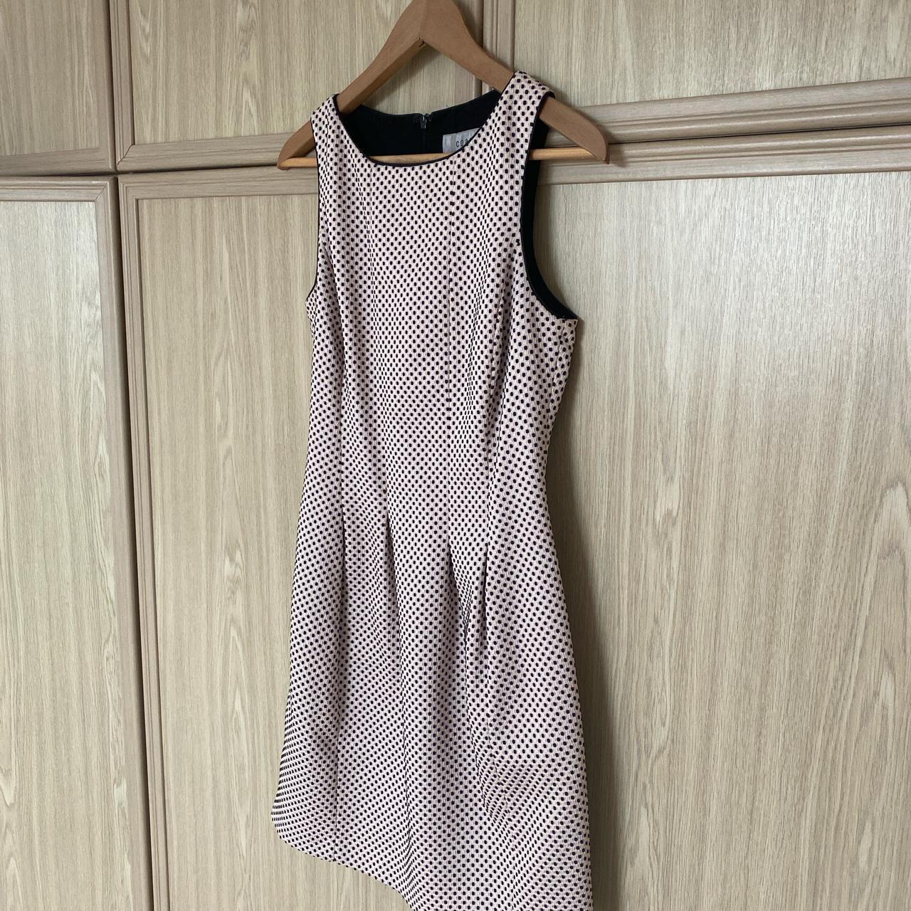 Coast skater style blush and black polka dot dress.... - Depop