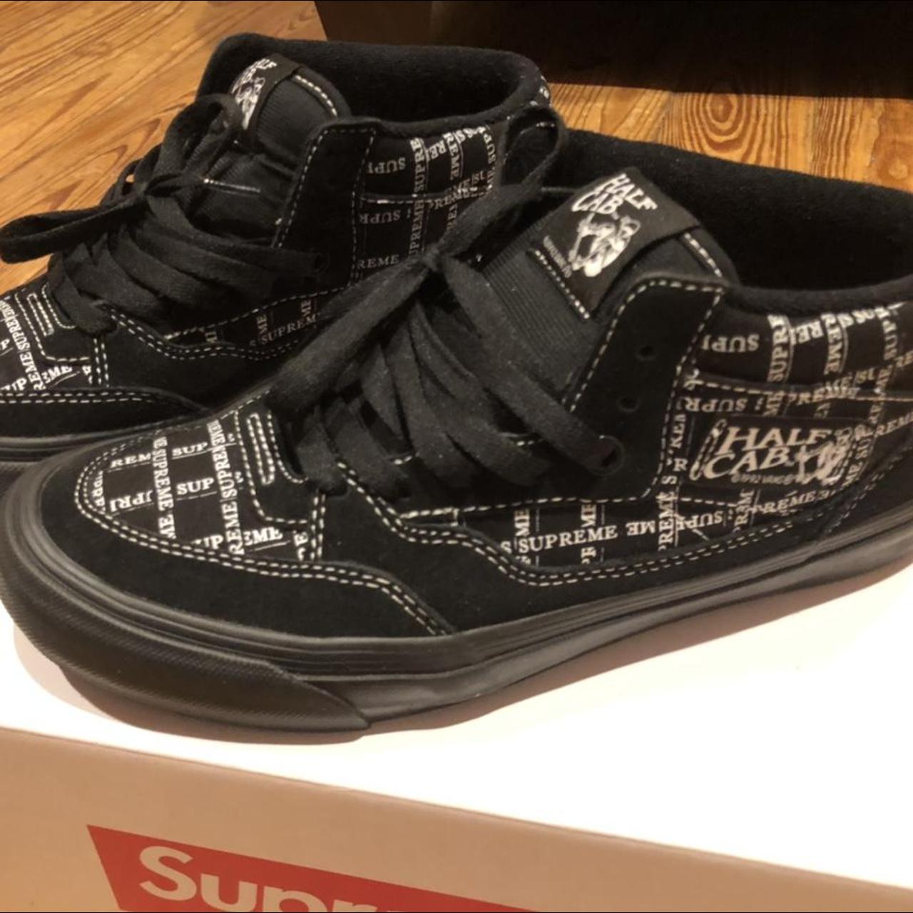 Supreme Vans Black Halfcab pro skate shoes size - Depop