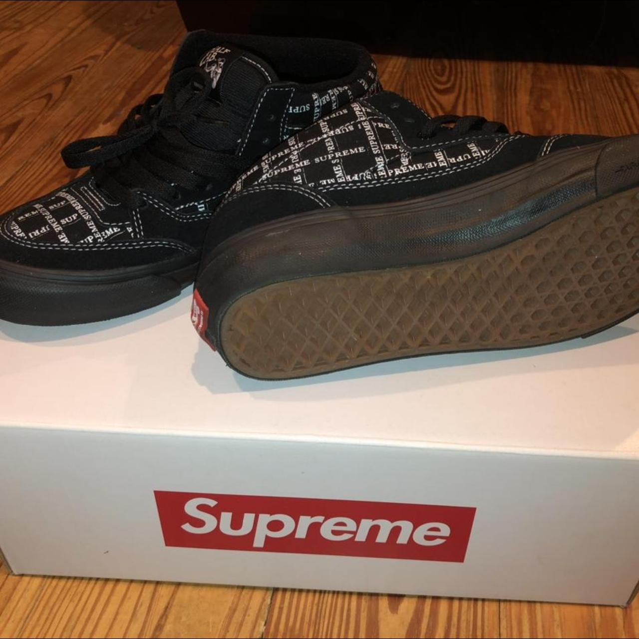 Supreme Vans Black Halfcab pro skate shoes size - Depop