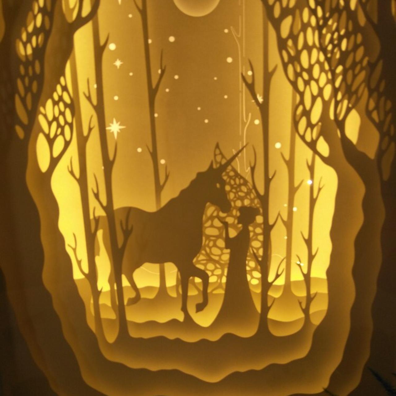 How to Make a Paper-cut Light Box : Unicorn Paper Art 