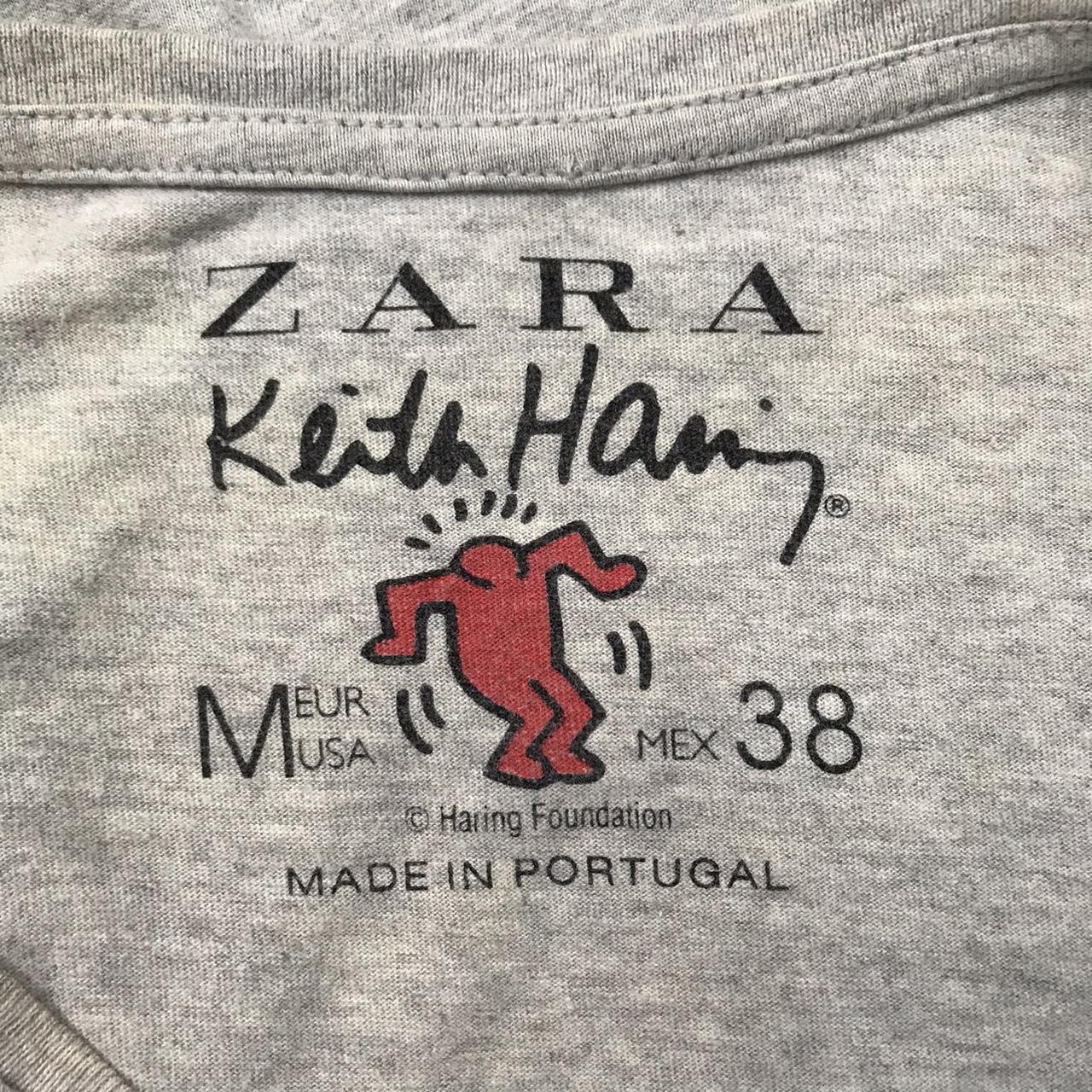 Vintage ZARA X KEITH HARING store Big Logo Grey Tee Size M Made in Portugal Streetwear Pop Art