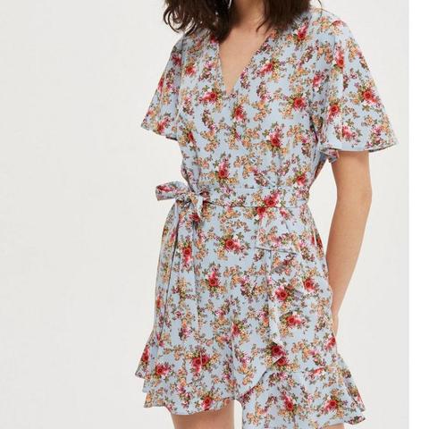 topshop blue floral wrap dress