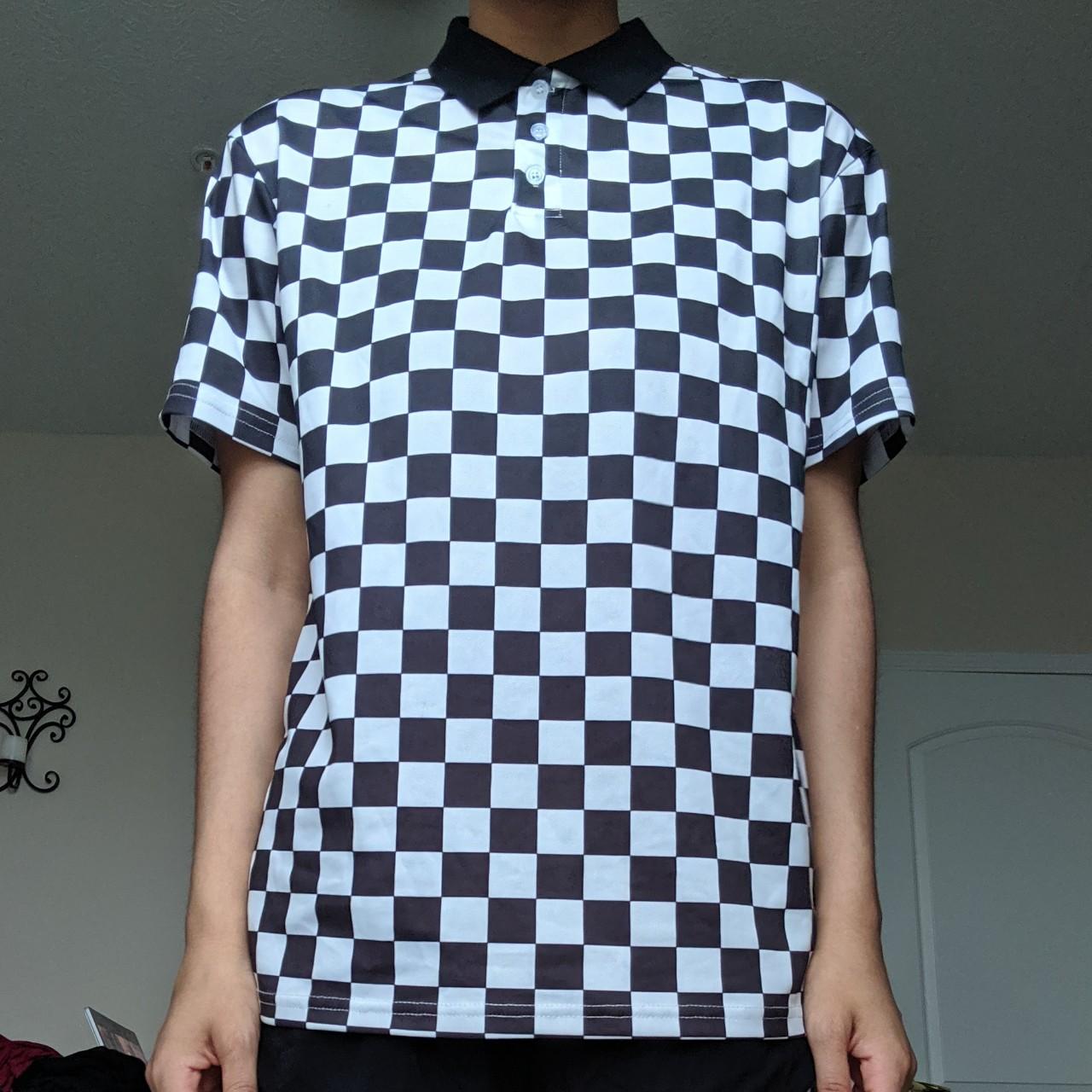 Black and white outlet checkered polo