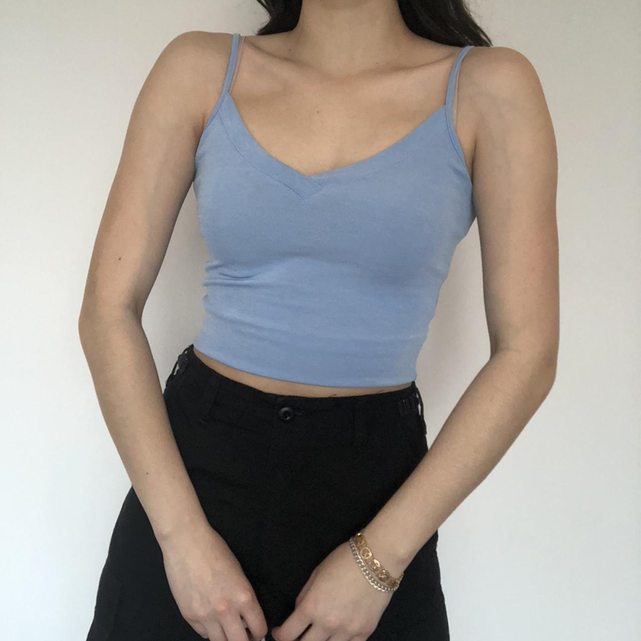 90s y2k baby blue cropped tank top 🐛🦋 By brand... Depop