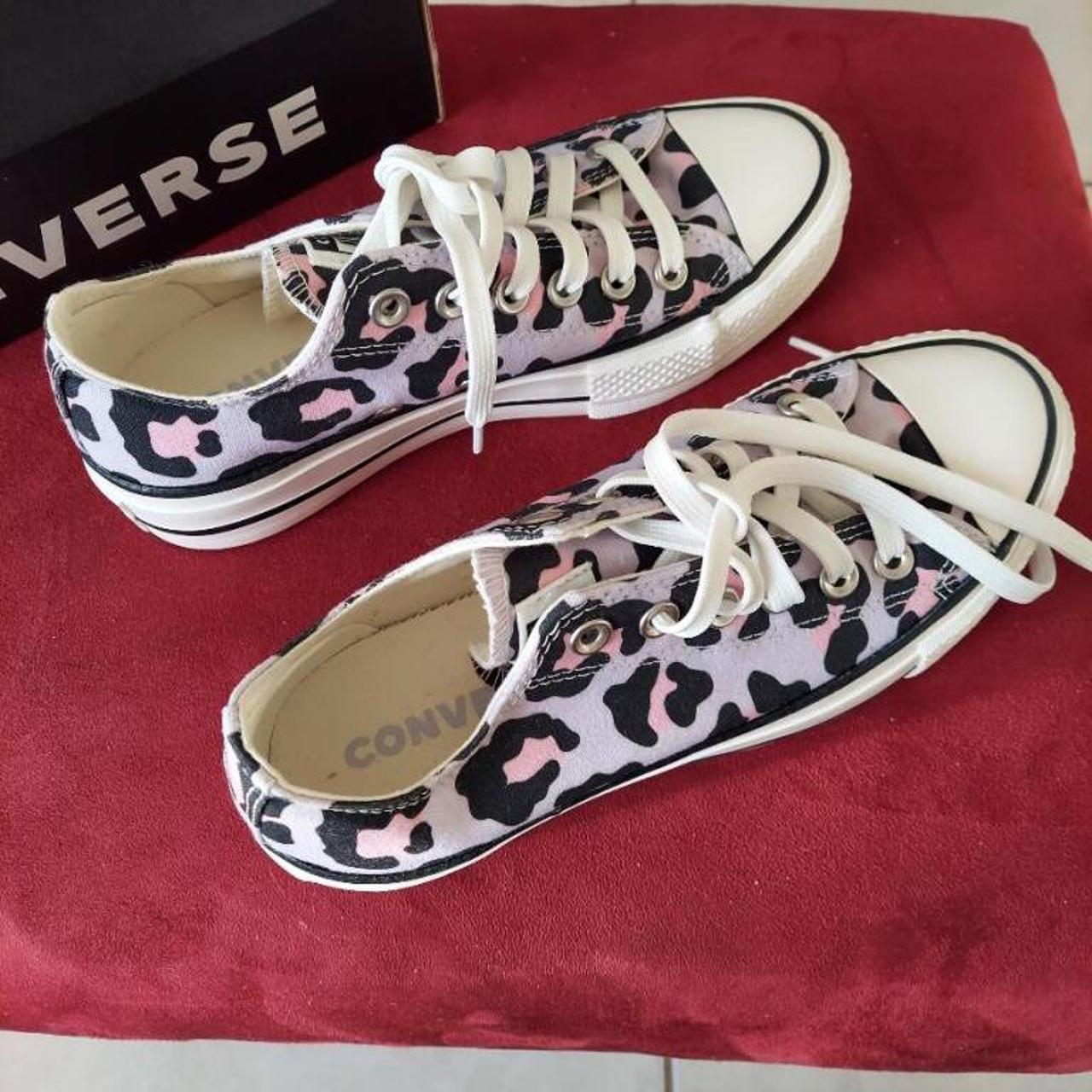 lilac leopard print converse