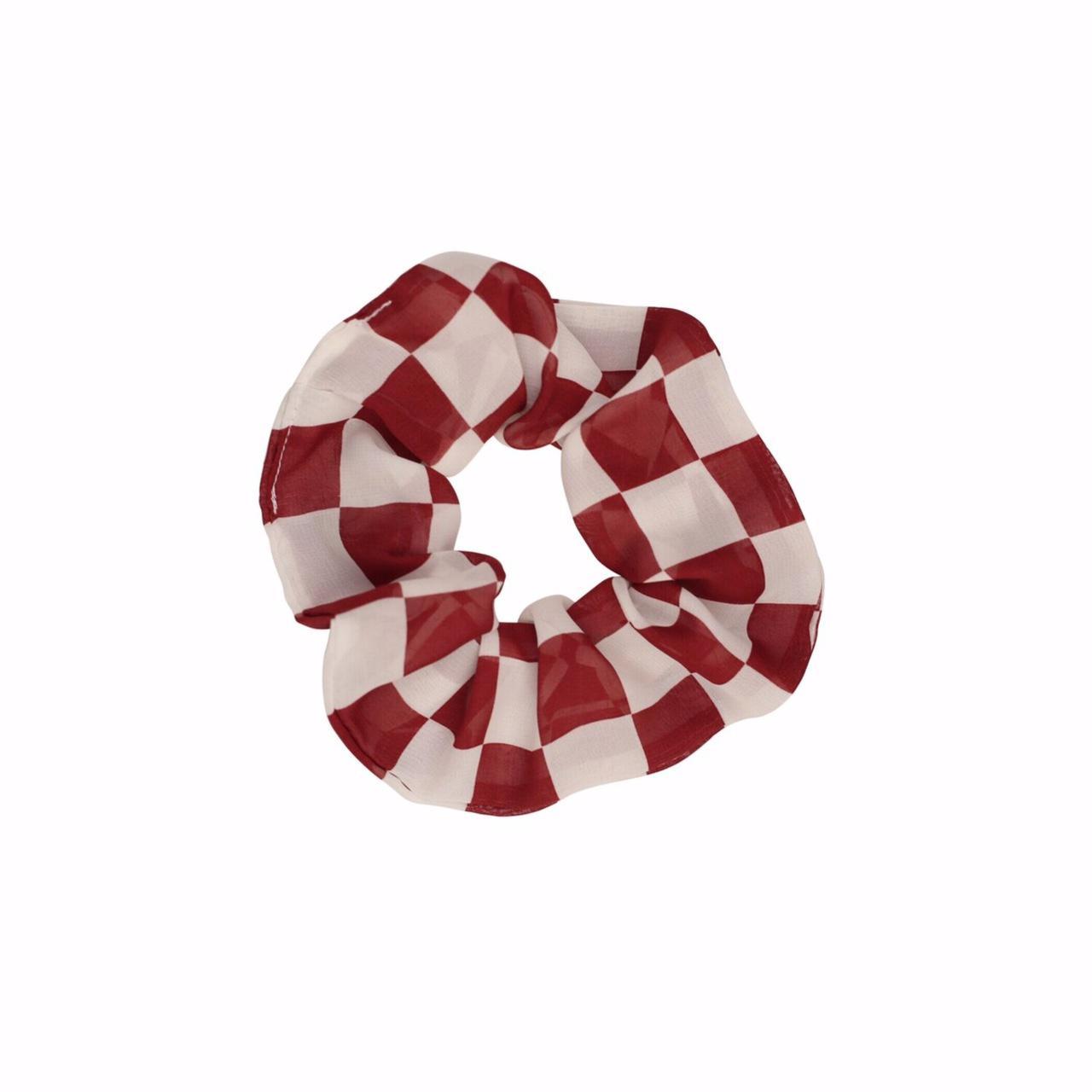 Product Image 1 - Chiffon scrunchie in burgundy/white checkered