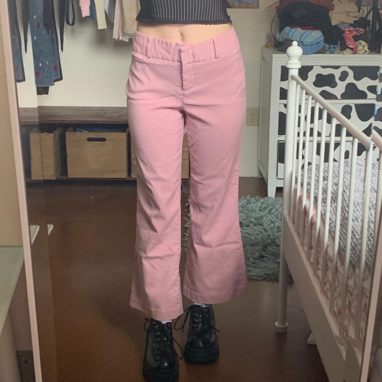 Vintage pink pinstripe pants!💗 Have a low rise fit... - Depop